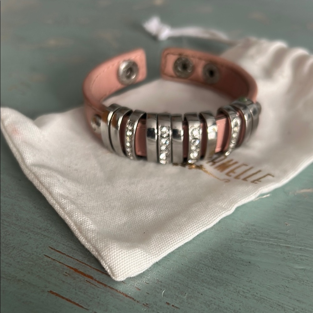 Pink and Silver Bracelet with Crystals